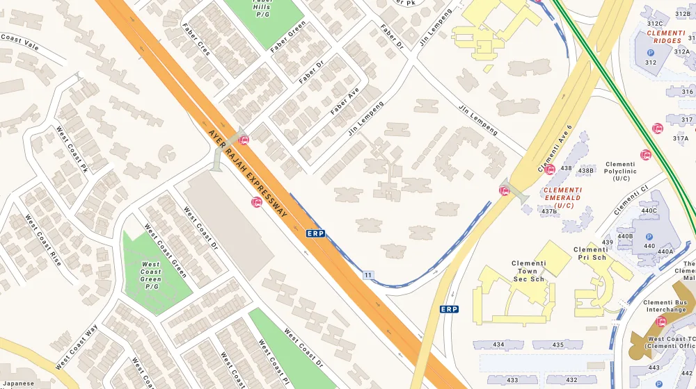 Location map of Parc Clematis, an apartment in Clementi, Singapore, with the nearest condos numbered