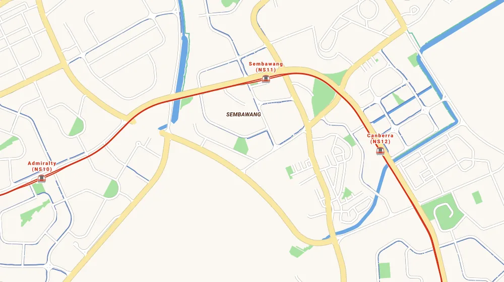 Map of the area around Parc Life in Yishun, showing 400 m and 1 km rings and 3 primary schools within 1 km