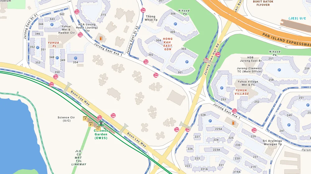 Location map of Parc Oasis, a condominium in Jurong, Singapore, with the nearest condos numbered