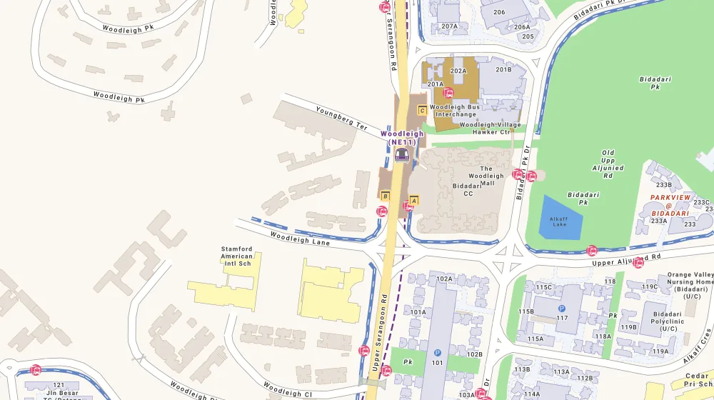 Location map of Park Colonial, a condominium in Macpherson, Singapore, with the nearest condos numbered