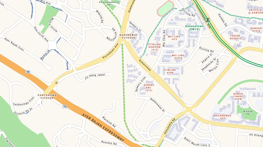 Location map of Queensway Canopy, a bto project in Queenstown, Singapore