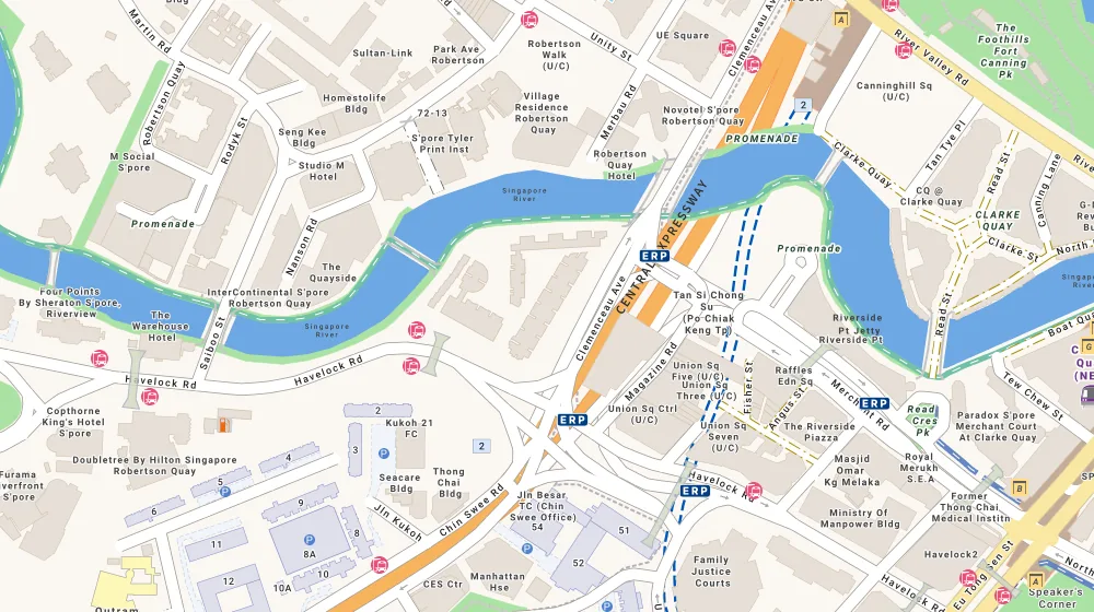 Location map of River Place, a condominium in Tiong Bahru, Singapore, with the nearest condos numbered