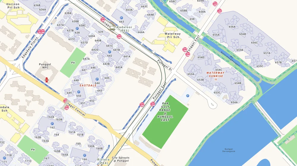 Location map of Riverparc Residence, an executive condominium in Serangoon, Singapore