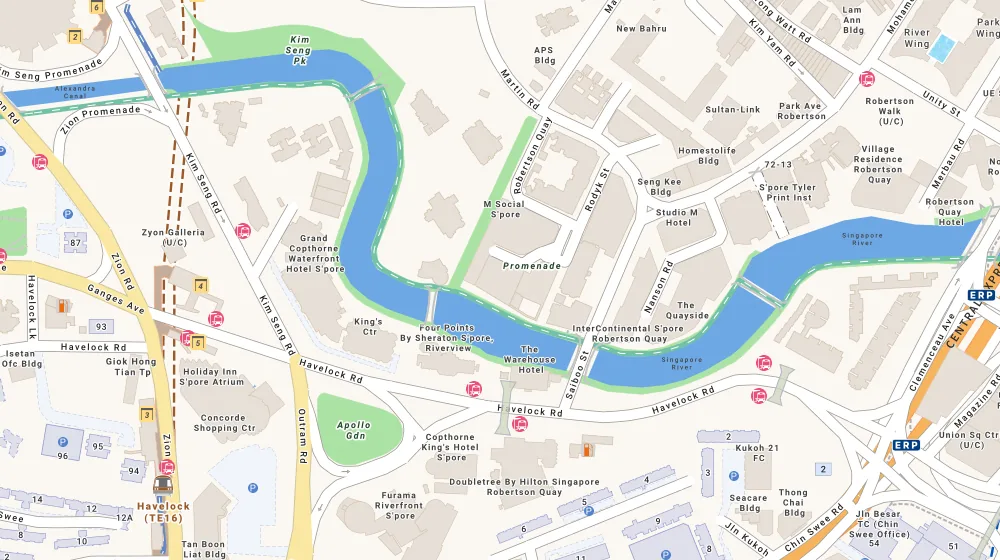 Location map of Robertson Blue, an apartment in Orchard, Singapore, with the nearest condos numbered