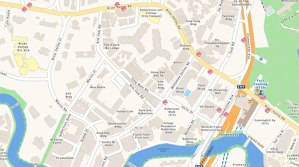 Location map of Robertson Edge, an apartment in Orchard, Singapore, with the nearest condos numbered