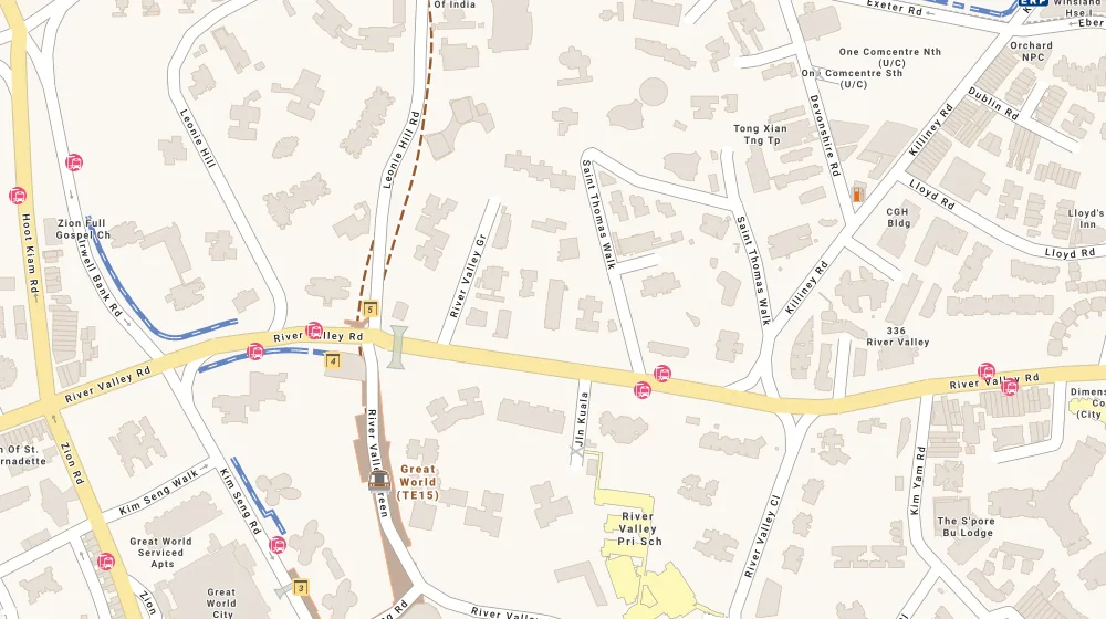 Location map of Rv Altitude, an apartment in Orchard, Singapore, with the nearest condos numbered