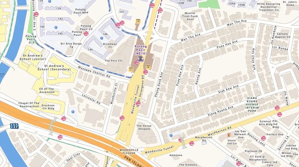 Location map of Sennett Residence, a condominium in Macpherson, Singapore, with the nearest condos numbered