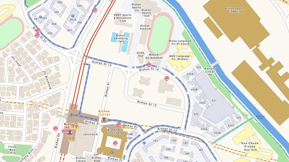 Location map of Sky Vue, a condominium in Bishan, Singapore, with the nearest condos numbered