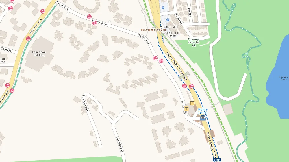 Location map of Symphony Heights, a condominium in Upper Bukit Timah, Singapore, with the nearest condos numbered
