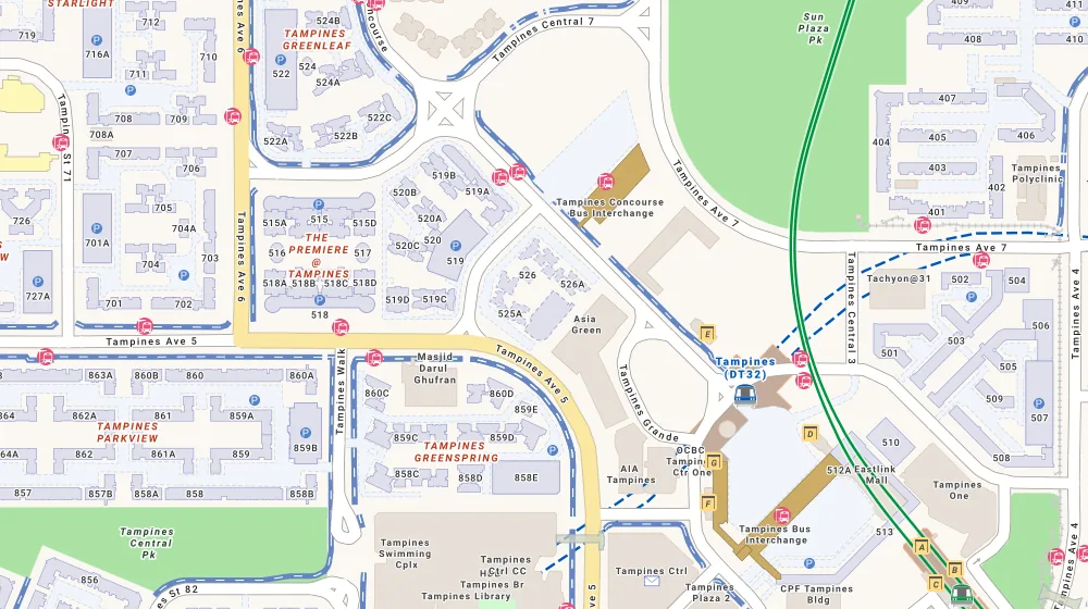 Location map of Tampines Nova, a bto project in Pasir Ris, Singapore