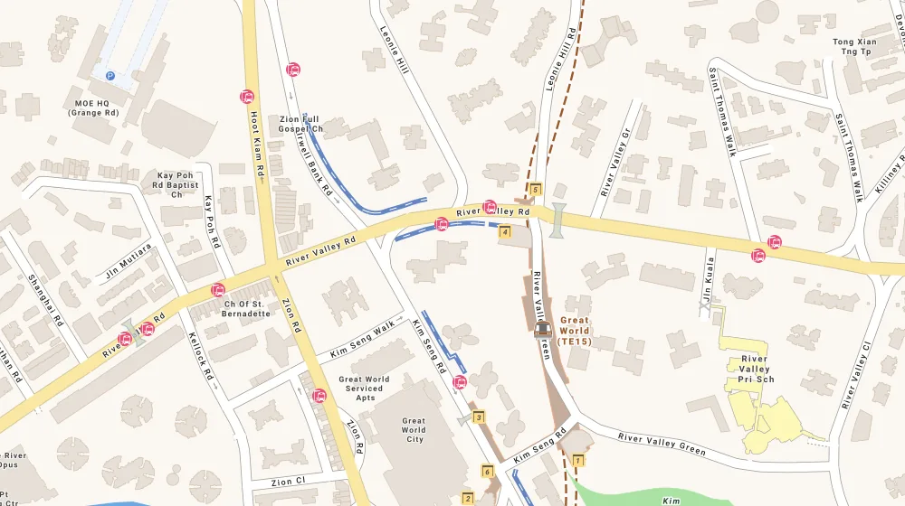 Location map of The Cosmopolitan, a condominium in Orchard, Singapore, with the nearest condos numbered