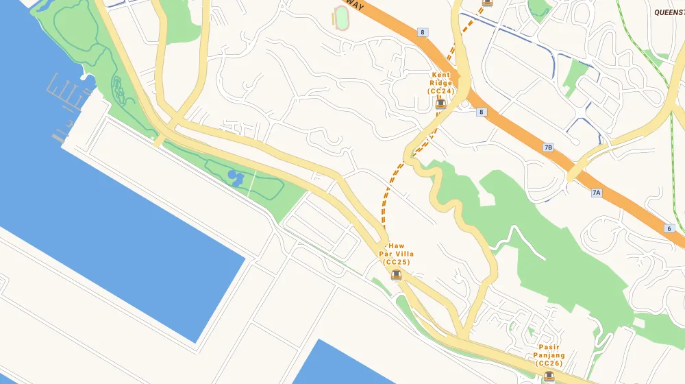 Map of the area around The Estiva in Clementi, showing 400 m and 1 km rings and 1 supermarket within 1 km