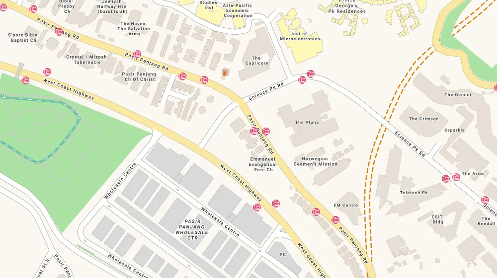 Location map of The Estiva, an apartment in Clementi, Singapore, with the nearest condos numbered