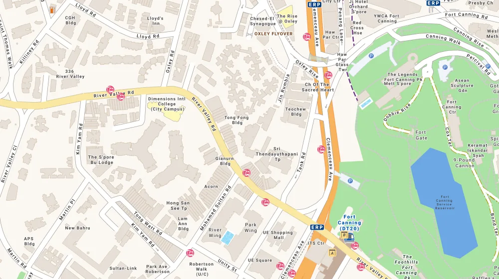 Location map of The Imperial, a condominium in Orchard, Singapore, with the nearest condos numbered