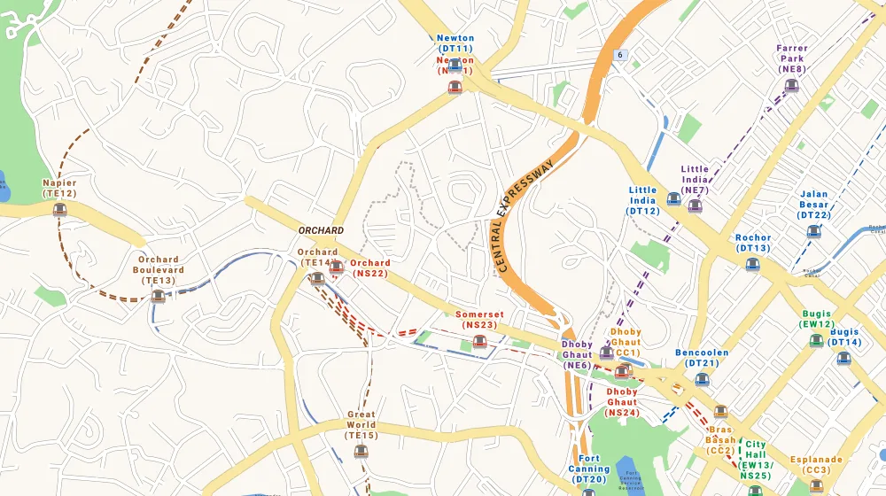 Map of the area around The Laurels in Orchard, showing 400 m and 1 km rings and 2 primary schools within 1 km