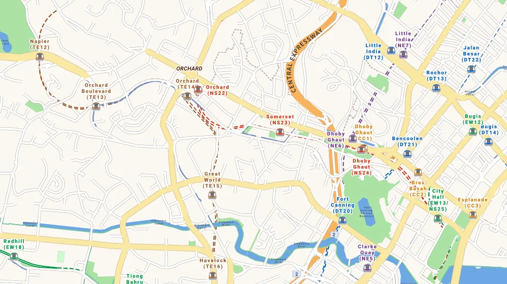 Map of the area around The Metz in Orchard, showing 400 m and 1 km rings and 1 primary school within 1 km