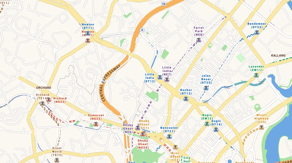 Map of the area around The Mkz in Orchard, showing 400 m and 1 km rings and 3 primary schools within 1 km