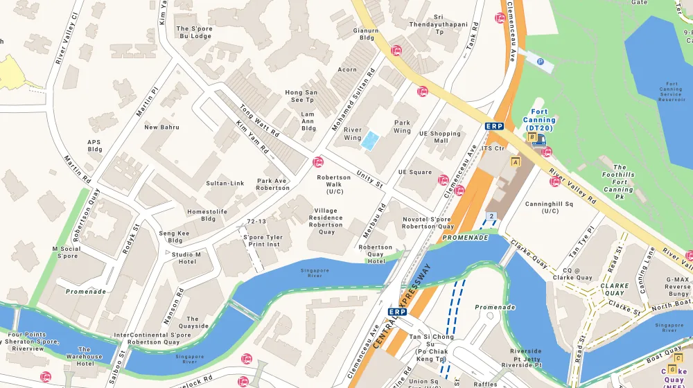 Location map of The Robertson Opus, a condominium in Orchard, Singapore, with the nearest condos numbered