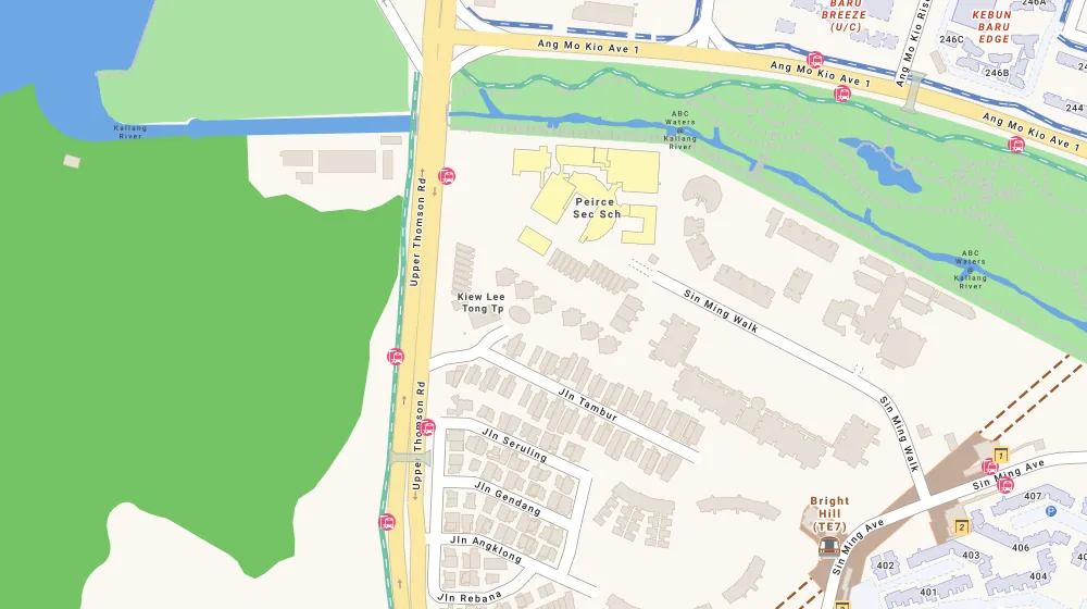 Location map of Thomson Grand, a condominium in Bishan, Singapore, with the nearest condos numbered