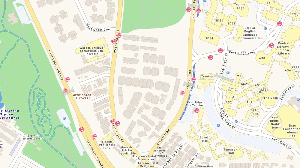 Location map of Varsity Park Condominium, a condominium in Clementi, Singapore, with the nearest condos numbered