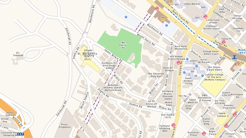 Location map of Wilkie Studio, an apartment in Orchard, Singapore, with the nearest condos numbered